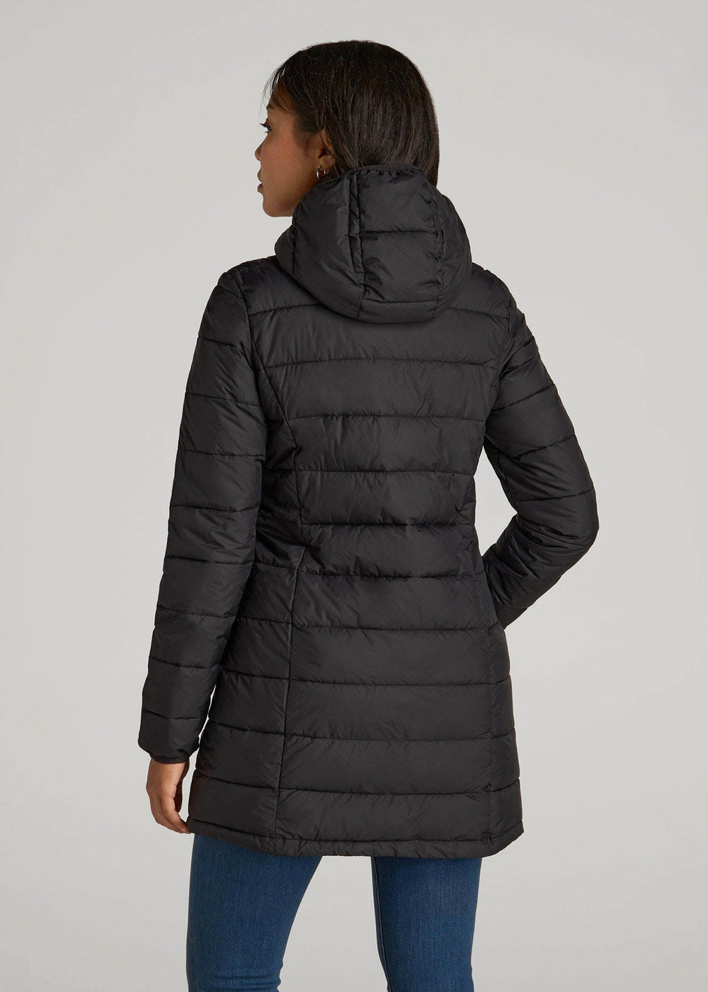 American Tall Sale | Packable Puffer Jacket for Tall Women in Black
