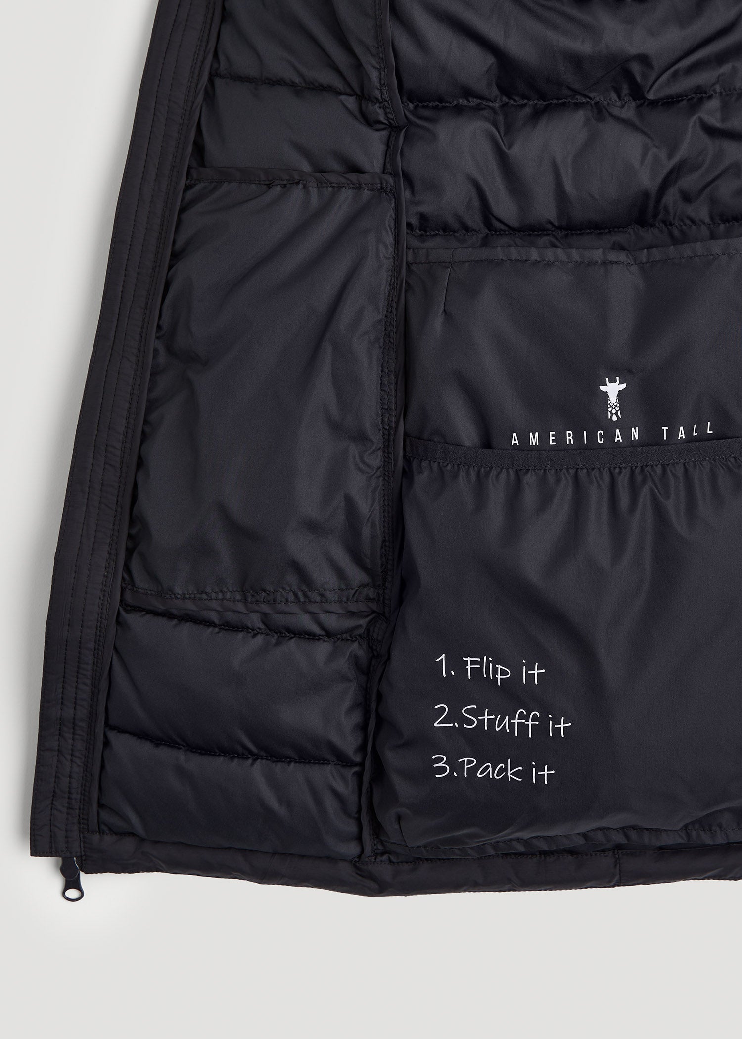 American Tall Sale | Packable Puffer Jacket for Tall Women in Black