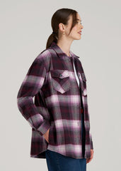 American Tall Outlet | Flannel Shacket for Tall Women in Tawny Port Plaid