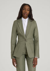 American Tall Online Shop | Slim Fit Linen Blend Blazer for Tall Women in Olive