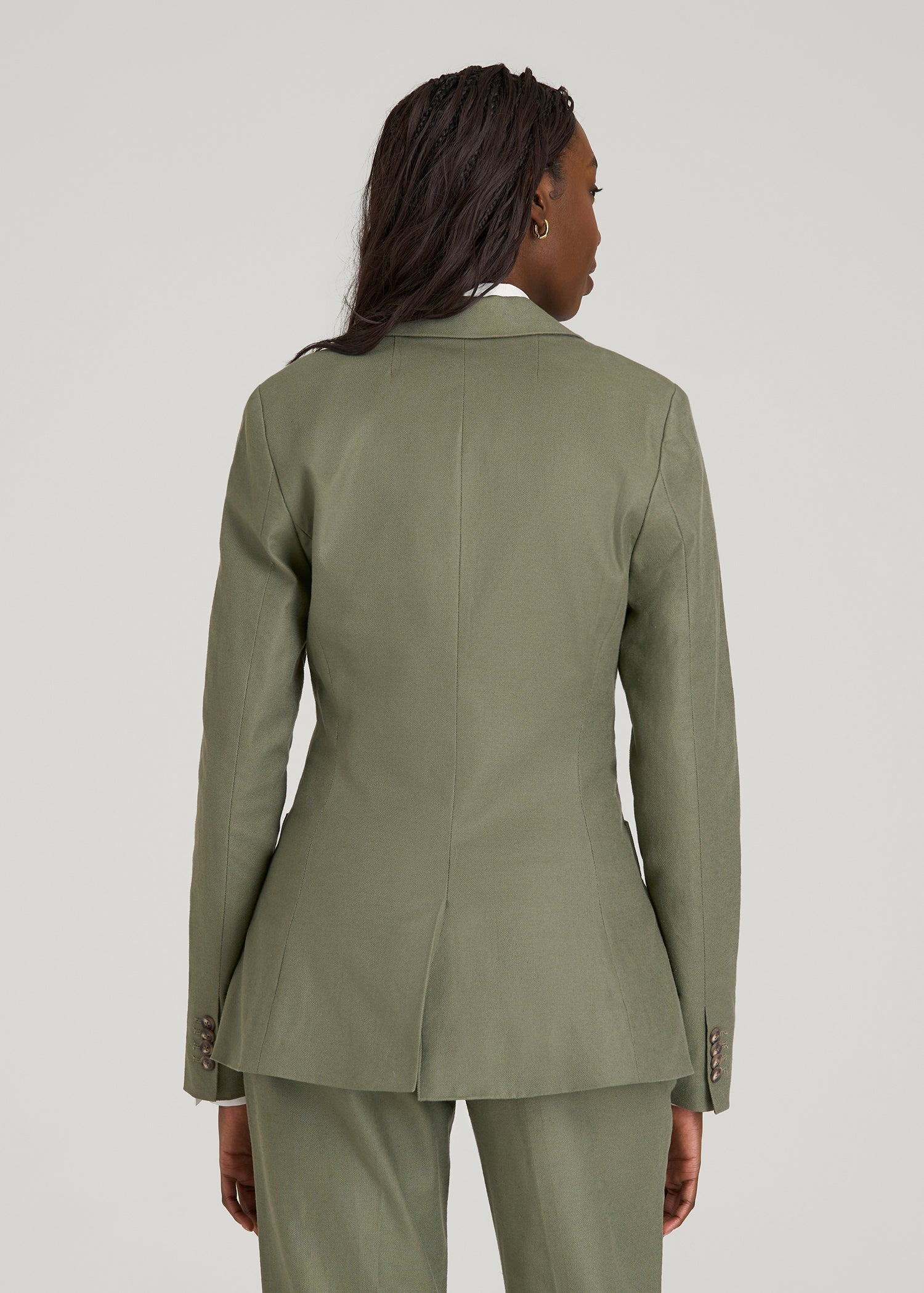 American Tall Online Shop | Slim Fit Linen Blend Blazer for Tall Women in Olive