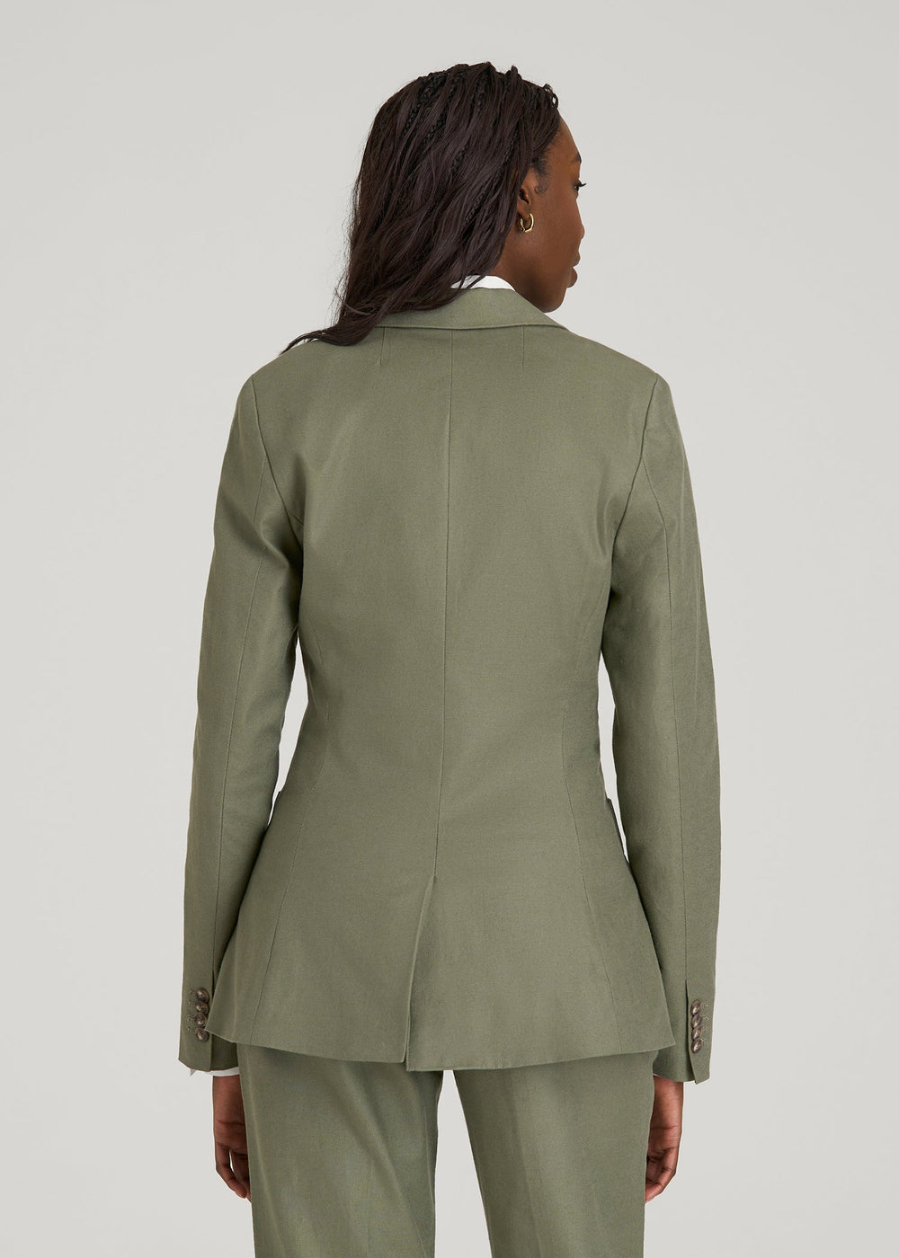 American Tall Online Shop | Slim Fit Linen Blend Blazer for Tall Women in Olive