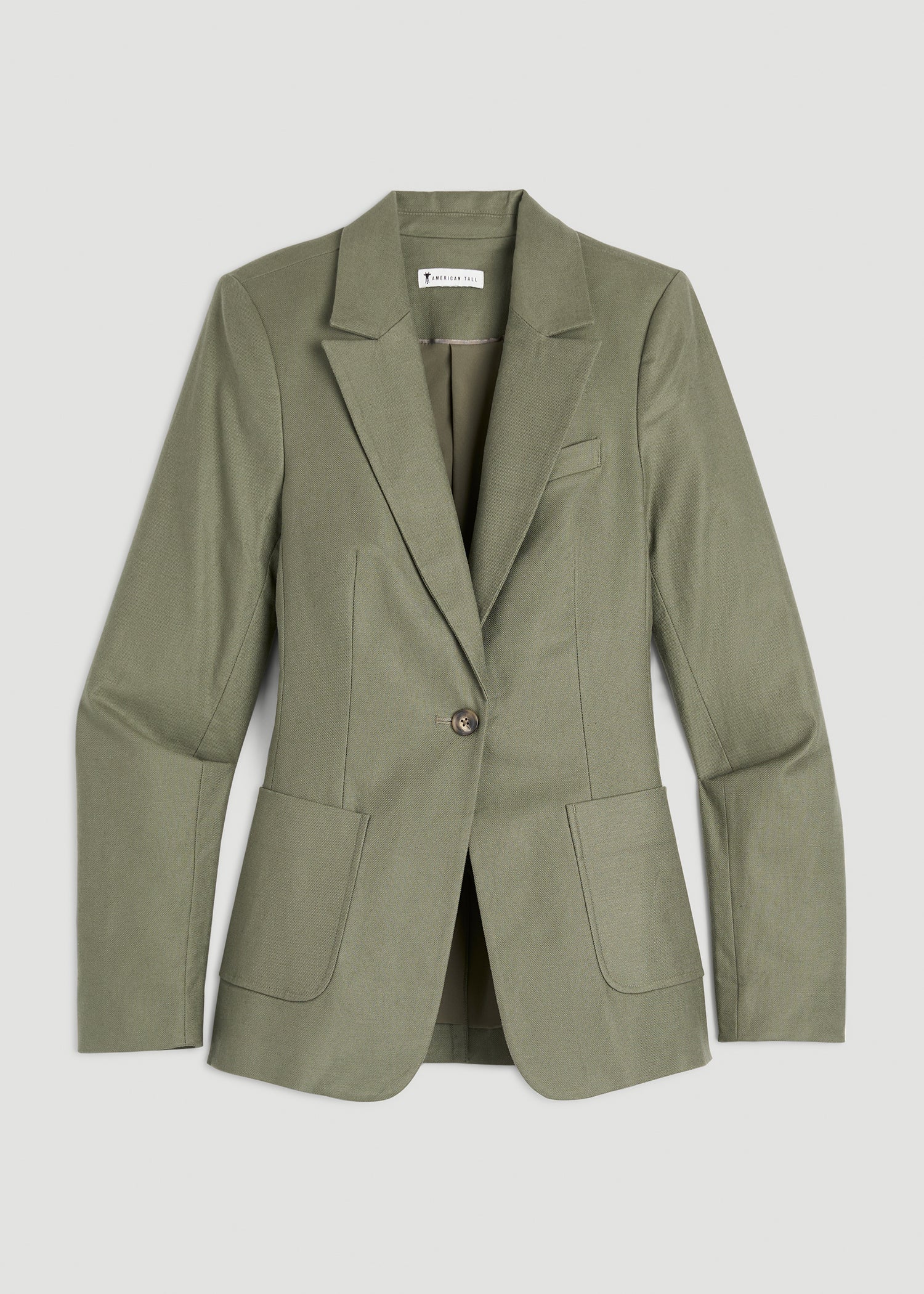 American Tall Online Shop | Slim Fit Linen Blend Blazer for Tall Women in Olive
