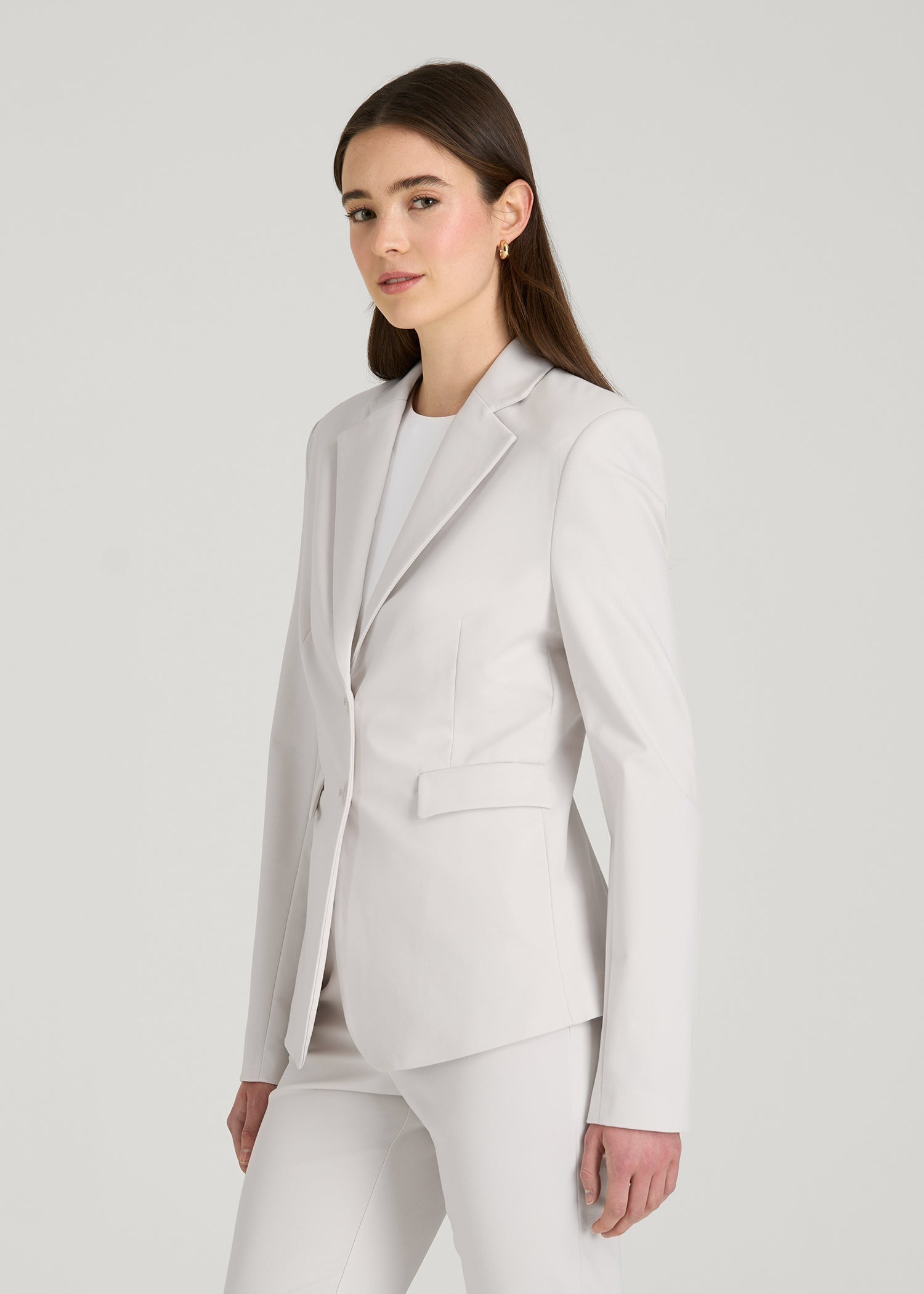 American Tall Discount | Freedom Flex Two-Button Slim-Fit Blazer for Tall Women in White Sand