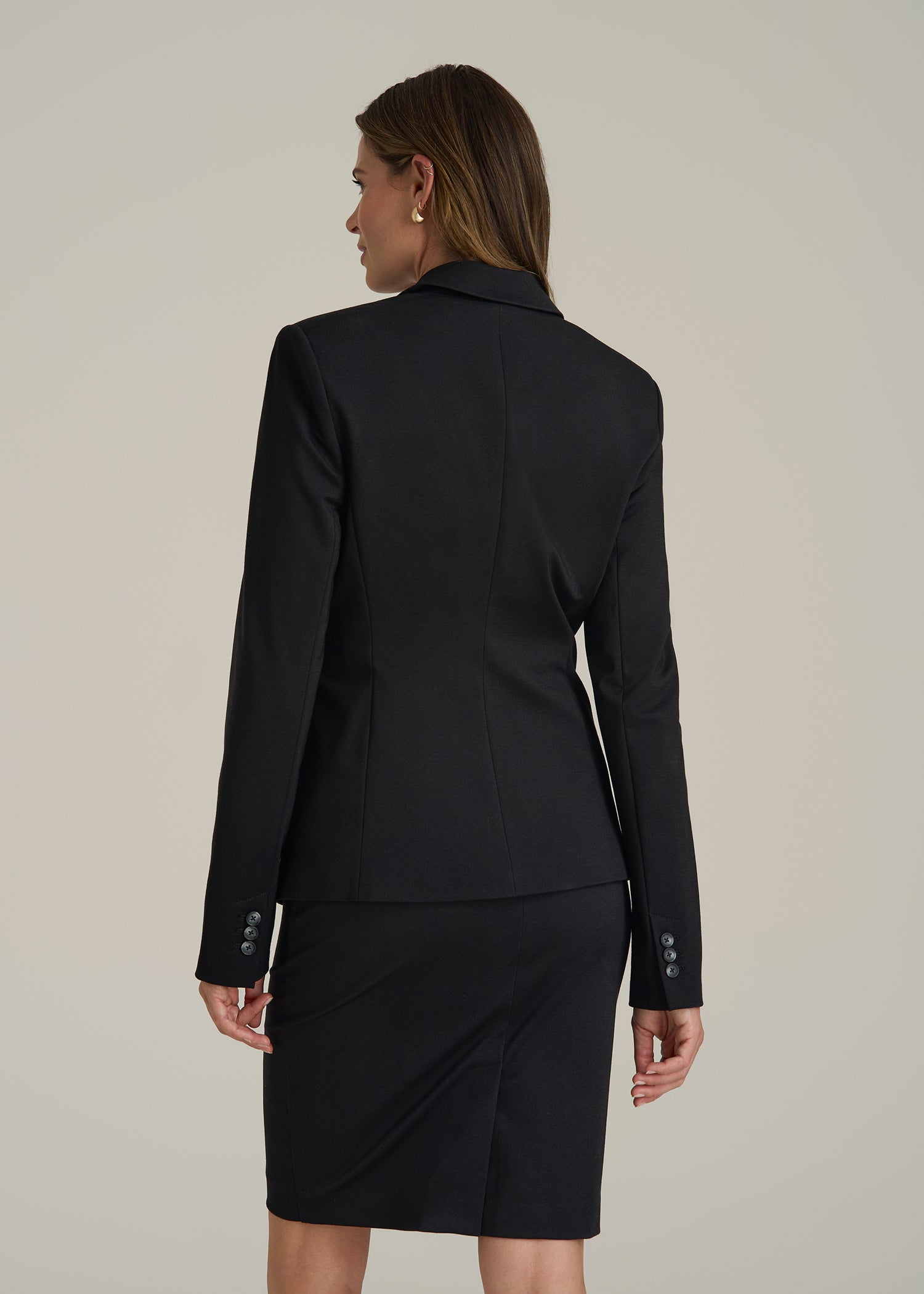 American Tall Online | Freedom Flex Two-Button Slim-Fit Blazer for Tall Women in Black