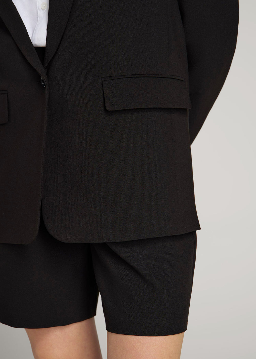American Tall Sale | Boyfriend Fit Single-Button Blazer for Tall Women in Black