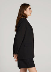 American Tall Sale | Boyfriend Fit Single-Button Blazer for Tall Women in Black