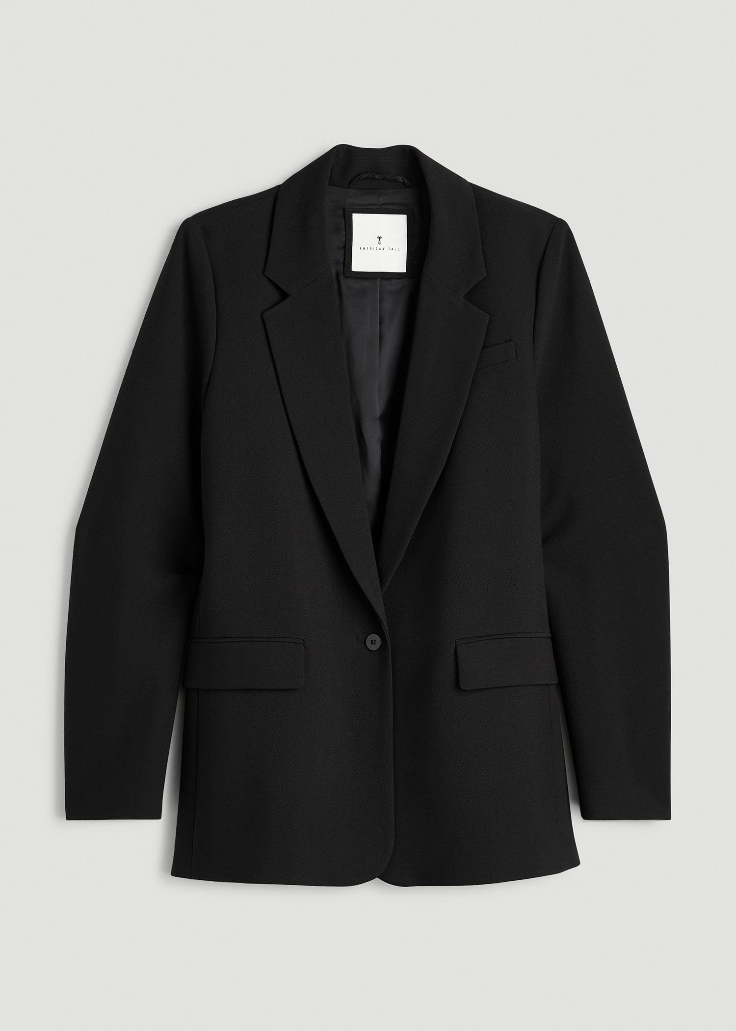 American Tall Sale | Boyfriend Fit Single-Button Blazer for Tall Women in Black