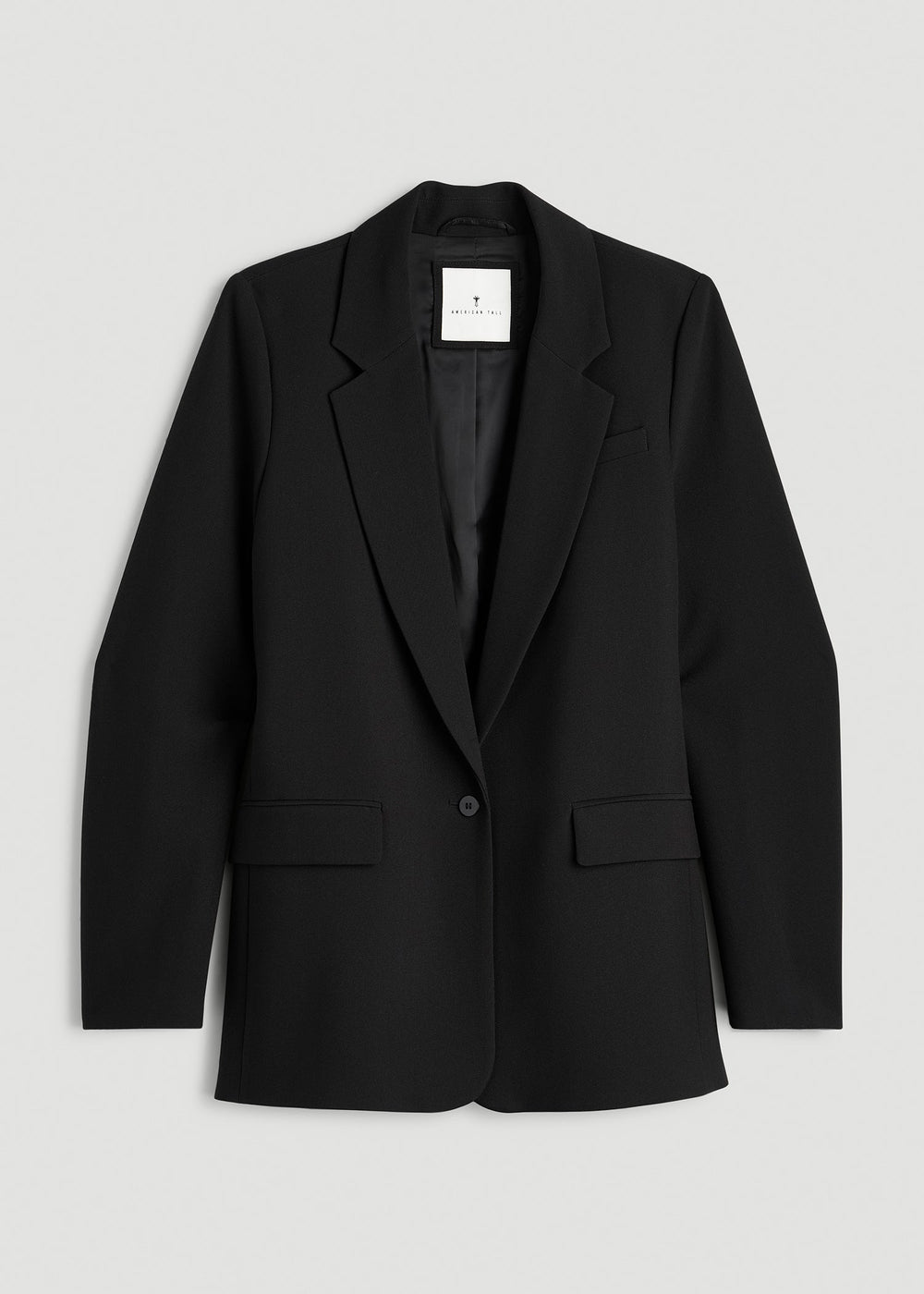 American Tall Sale | Boyfriend Fit Single-Button Blazer for Tall Women in Black
