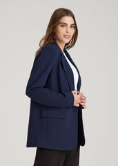 American Tall Outlet | Boyfriend Fit Single-Button Blazer for Tall Women in Navy