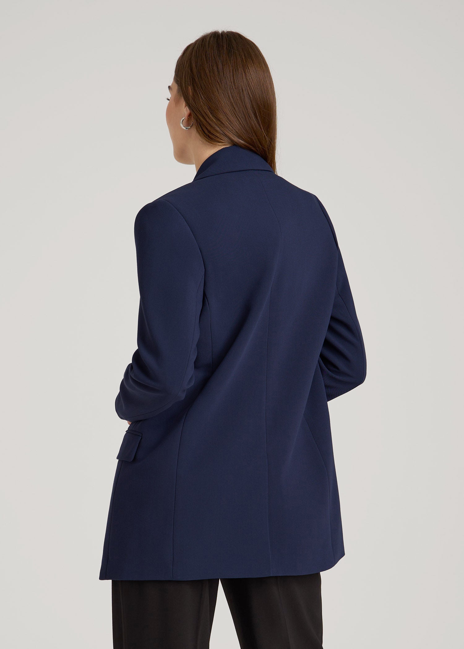 American Tall Outlet | Boyfriend Fit Single-Button Blazer for Tall Women in Navy