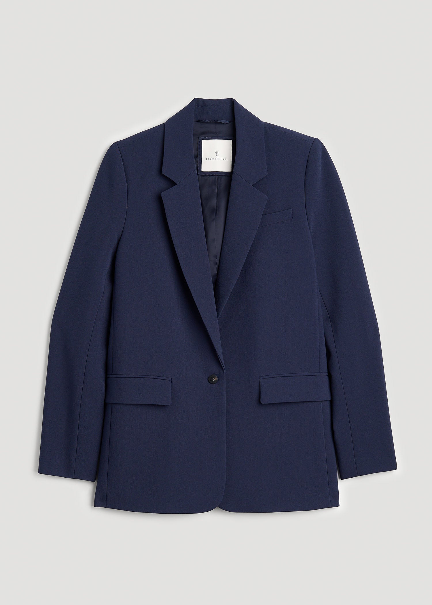 American Tall Outlet | Boyfriend Fit Single-Button Blazer for Tall Women in Navy
