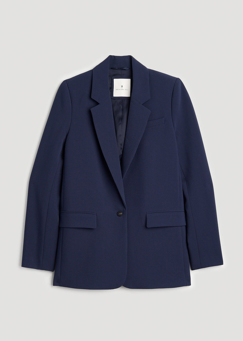 American Tall Outlet | Boyfriend Fit Single-Button Blazer for Tall Women in Navy