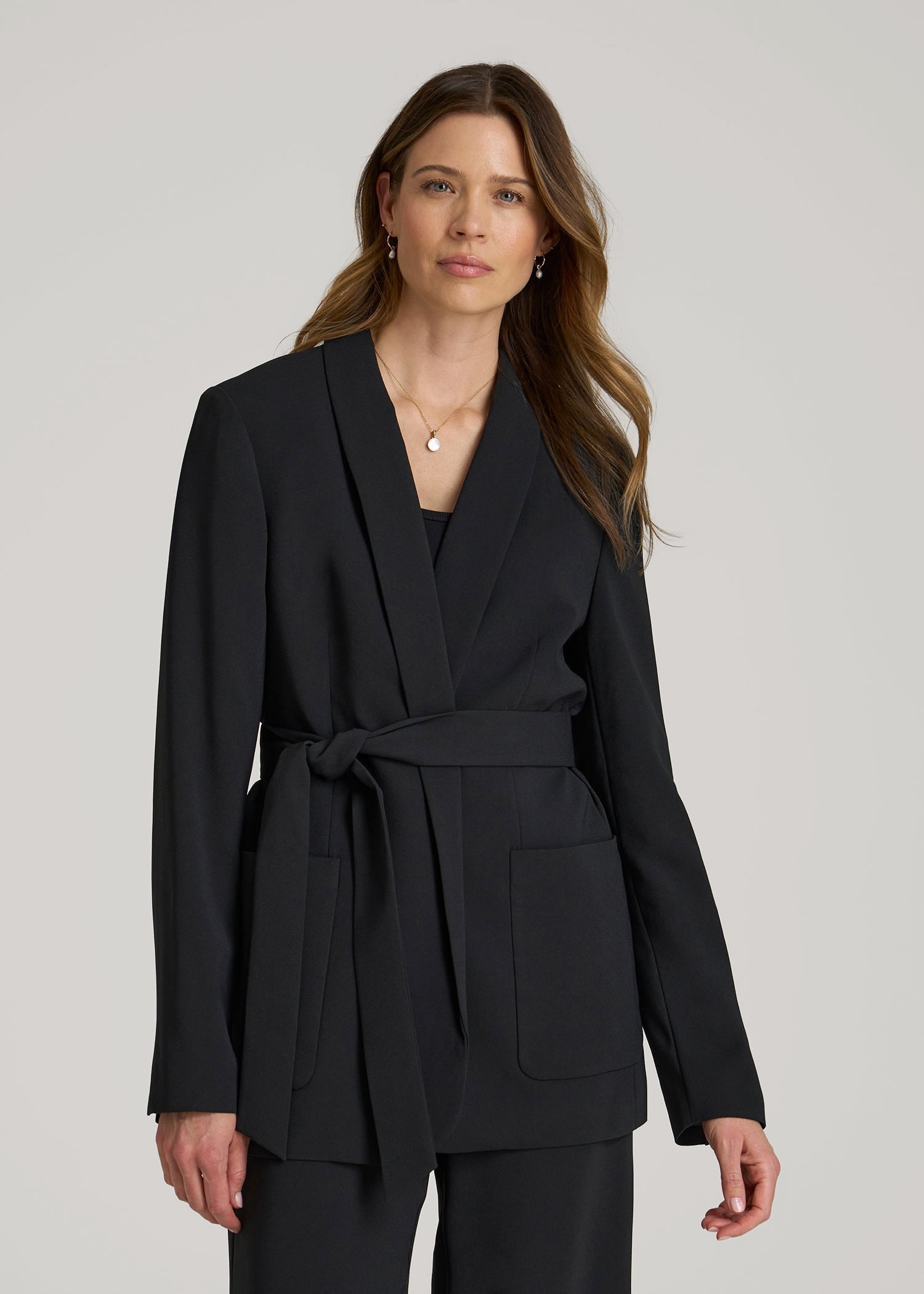 American Tall For Sale | Crepe Wrap Blazer for Tall Women in Black