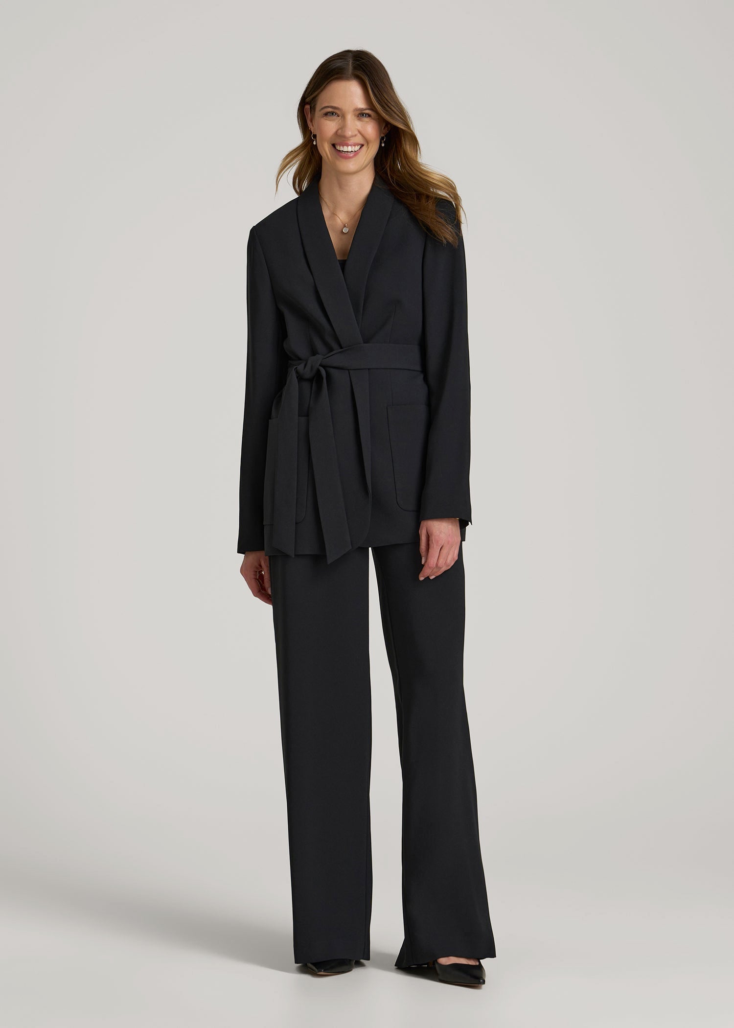 American Tall For Sale | Crepe Wrap Blazer for Tall Women in Black