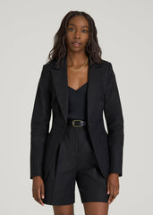 American Tall Online Shop | Slim Fit Linen Blend Blazer for Tall Women in Black