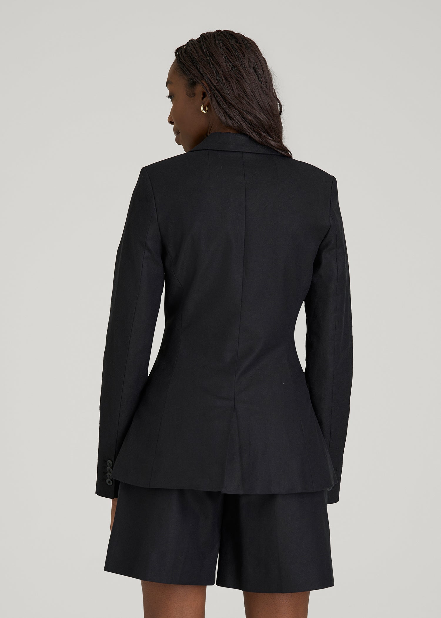American Tall Online Shop | Slim Fit Linen Blend Blazer for Tall Women in Black