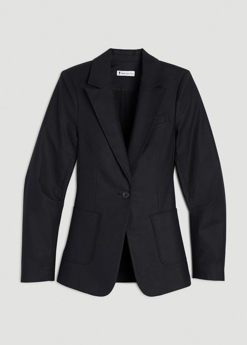 American Tall Online Shop | Slim Fit Linen Blend Blazer for Tall Women in Black
