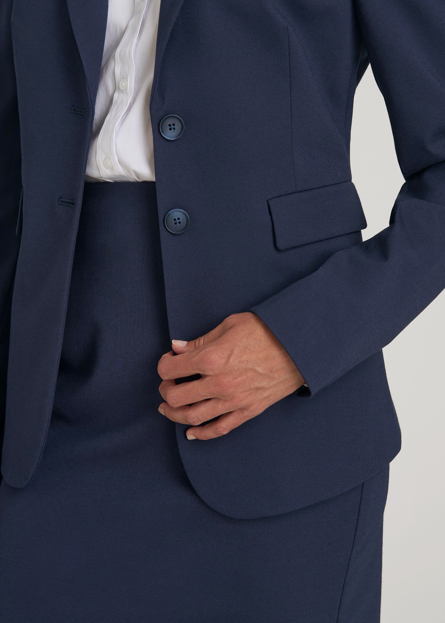 American Tall Online | Freedom Flex Two-Button Slim-Fit Blazer for Tall Women in Navy