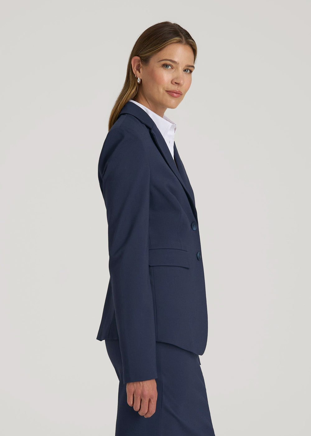 American Tall Online | Freedom Flex Two-Button Slim-Fit Blazer for Tall Women in Navy