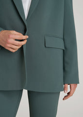 American Tall Sale | Boyfriend Fit Single-Button Blazer for Tall Women in Balsam Green