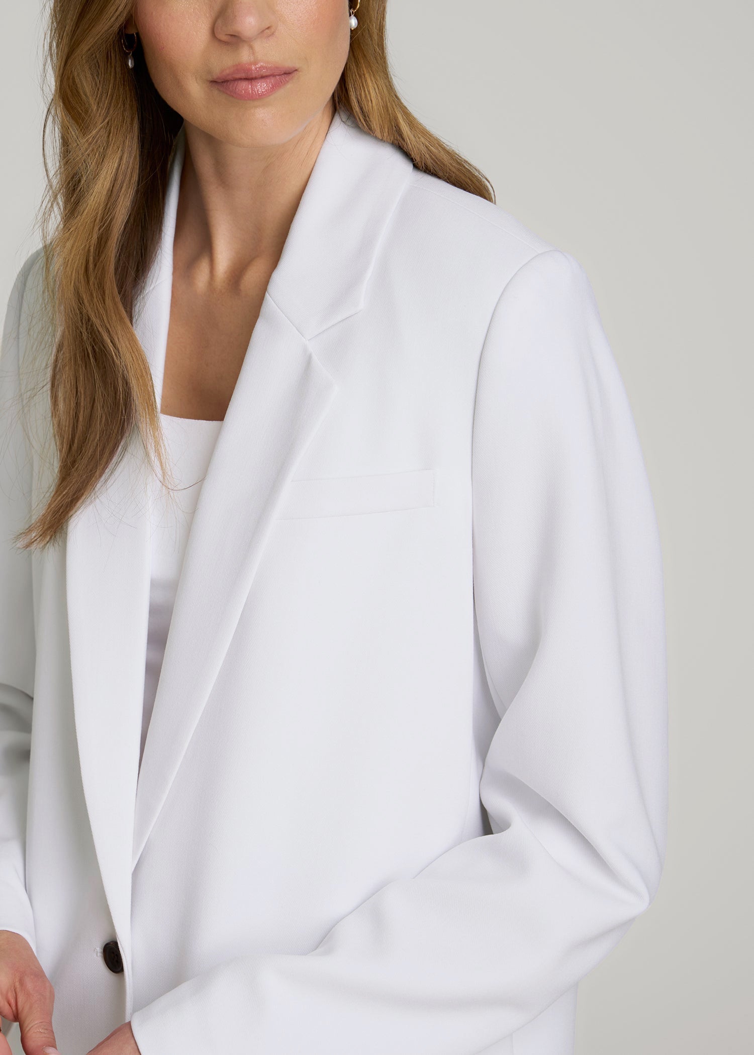 American Tall Outlet | Boyfriend Fit Single-Button Blazer for Tall Women in Optic White