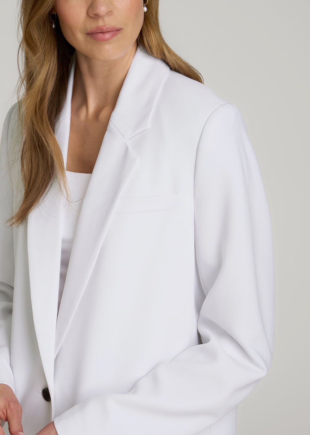 American Tall Outlet | Boyfriend Fit Single-Button Blazer for Tall Women in Optic White
