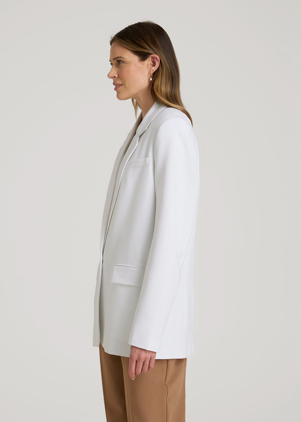 American Tall Outlet | Boyfriend Fit Single-Button Blazer for Tall Women in Optic White