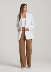 American Tall Outlet | Boyfriend Fit Single-Button Blazer for Tall Women in Optic White