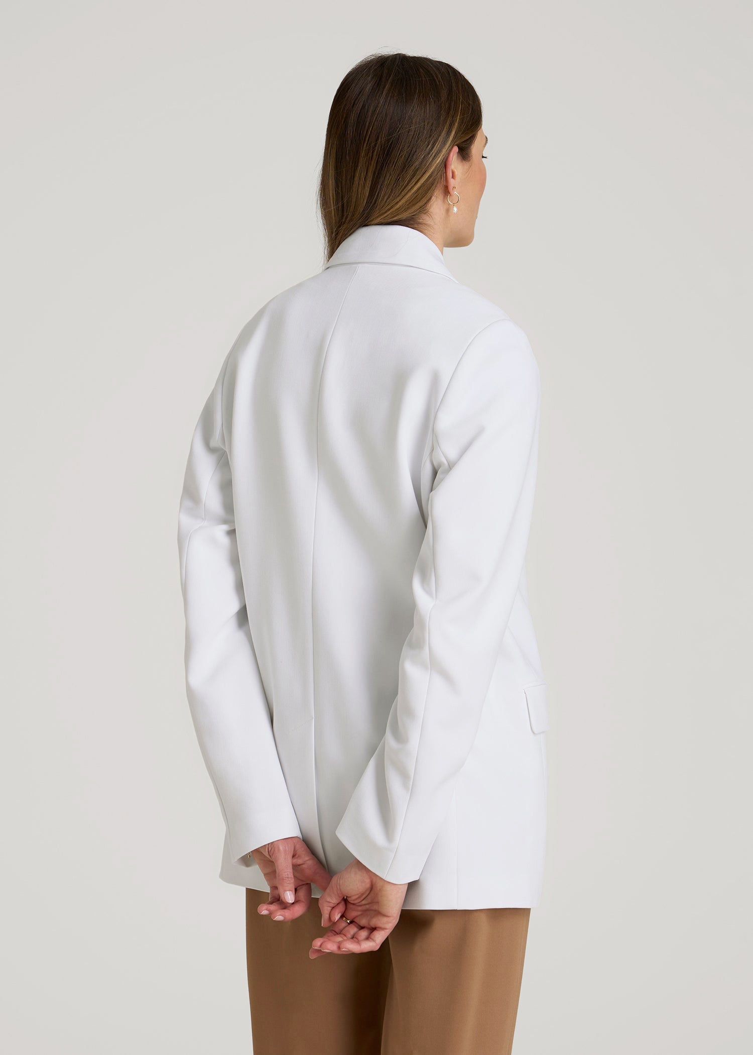 American Tall Outlet | Boyfriend Fit Single-Button Blazer for Tall Women in Optic White