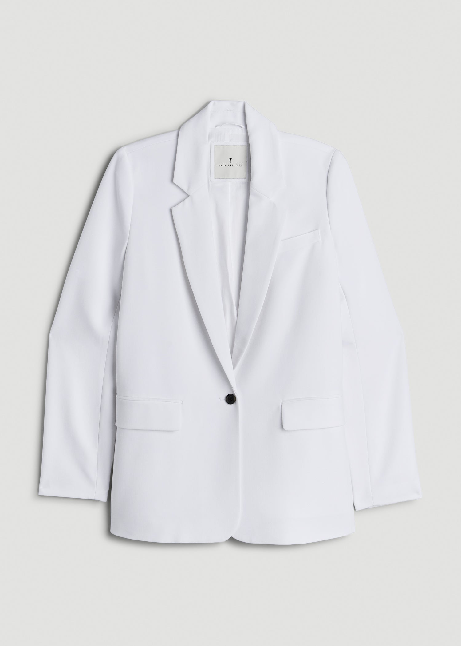 American Tall Outlet | Boyfriend Fit Single-Button Blazer for Tall Women in Optic White