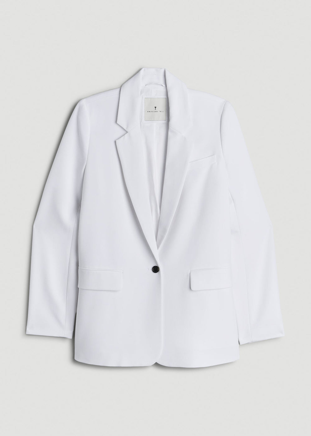 American Tall Outlet | Boyfriend Fit Single-Button Blazer for Tall Women in Optic White