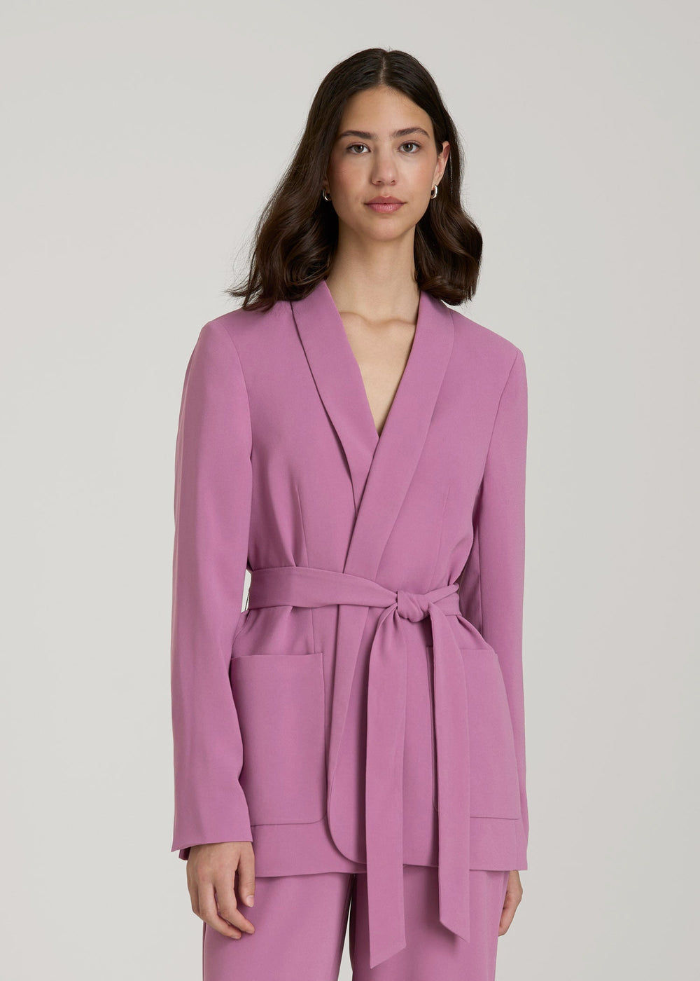American Tall For Sale | Crepe Wrap Blazer for Tall Women in Argyle Purple