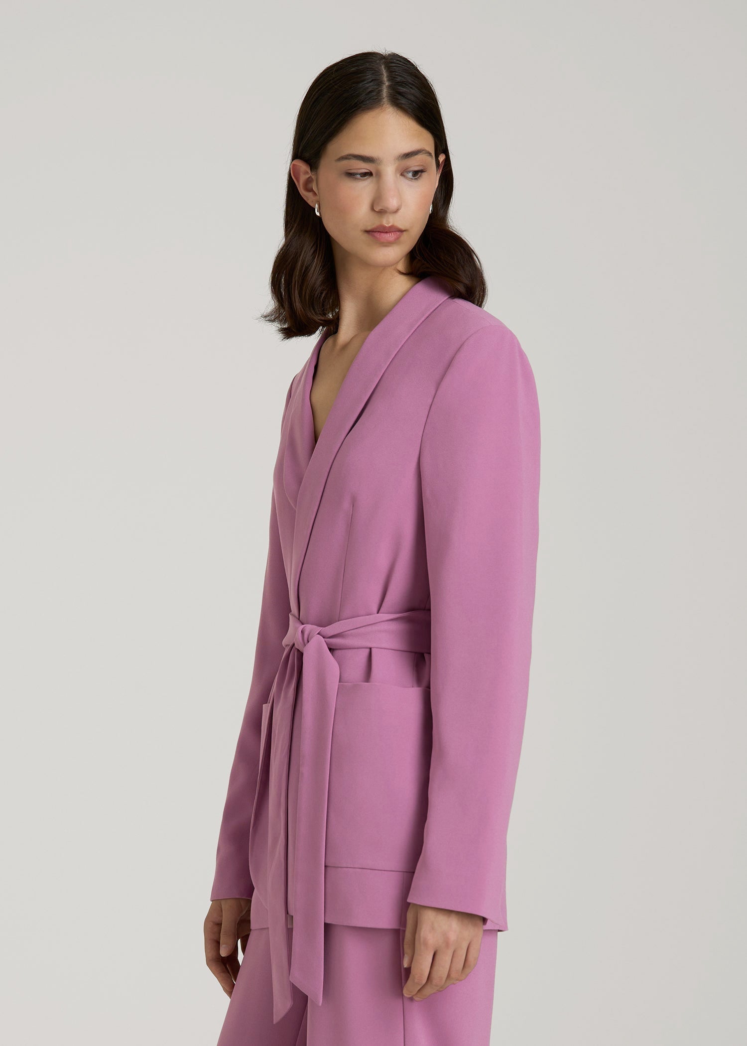 American Tall For Sale | Crepe Wrap Blazer for Tall Women in Argyle Purple