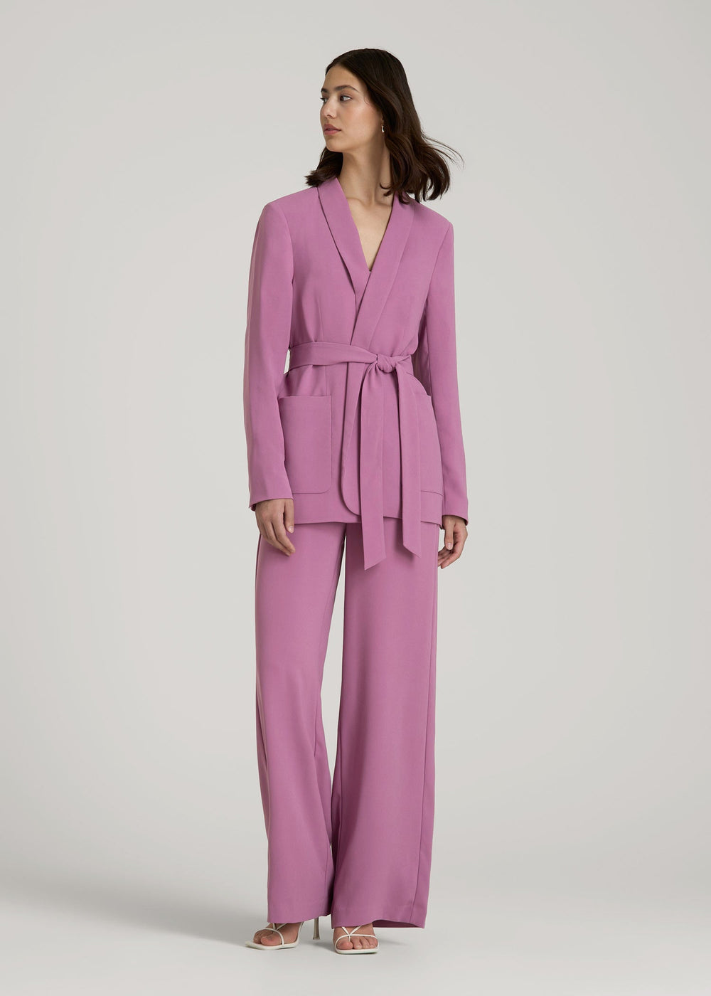 American Tall For Sale | Crepe Wrap Blazer for Tall Women in Argyle Purple