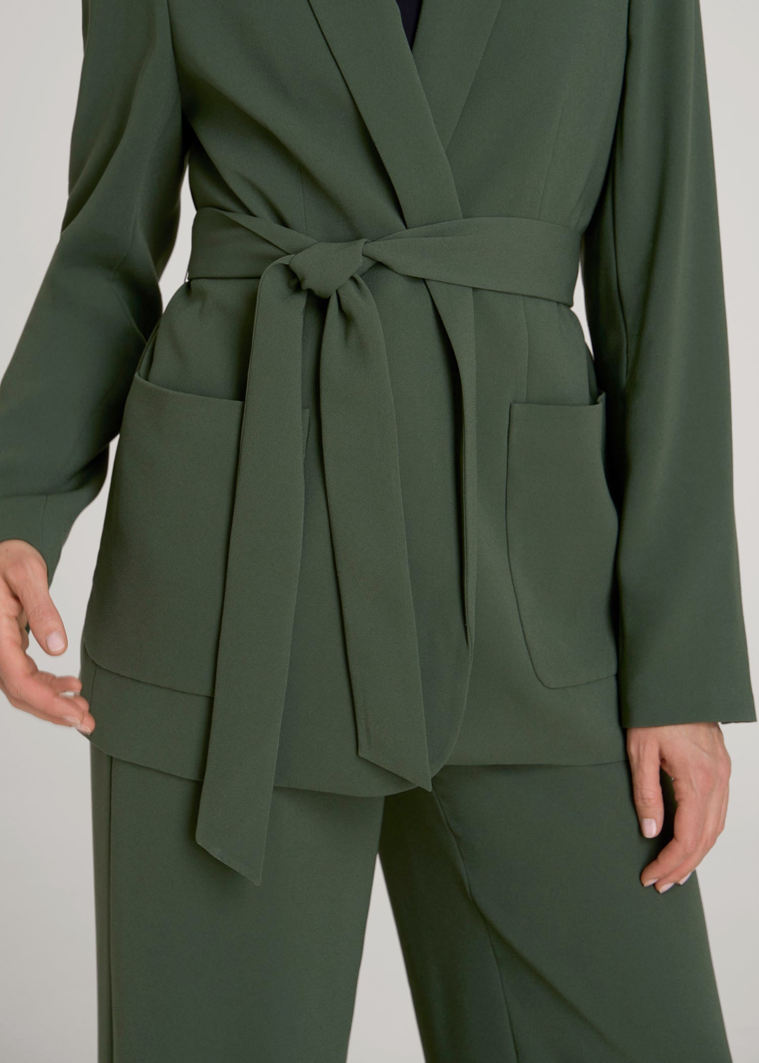 American Tall Discount | Crepe Wrap Blazer for Tall Women in Climbing Ivy
