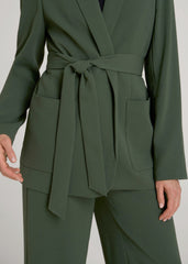 American Tall Discount | Crepe Wrap Blazer for Tall Women in Climbing Ivy