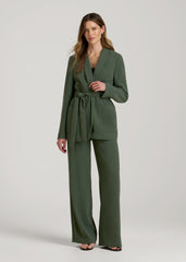 American Tall Discount | Crepe Wrap Blazer for Tall Women in Climbing Ivy