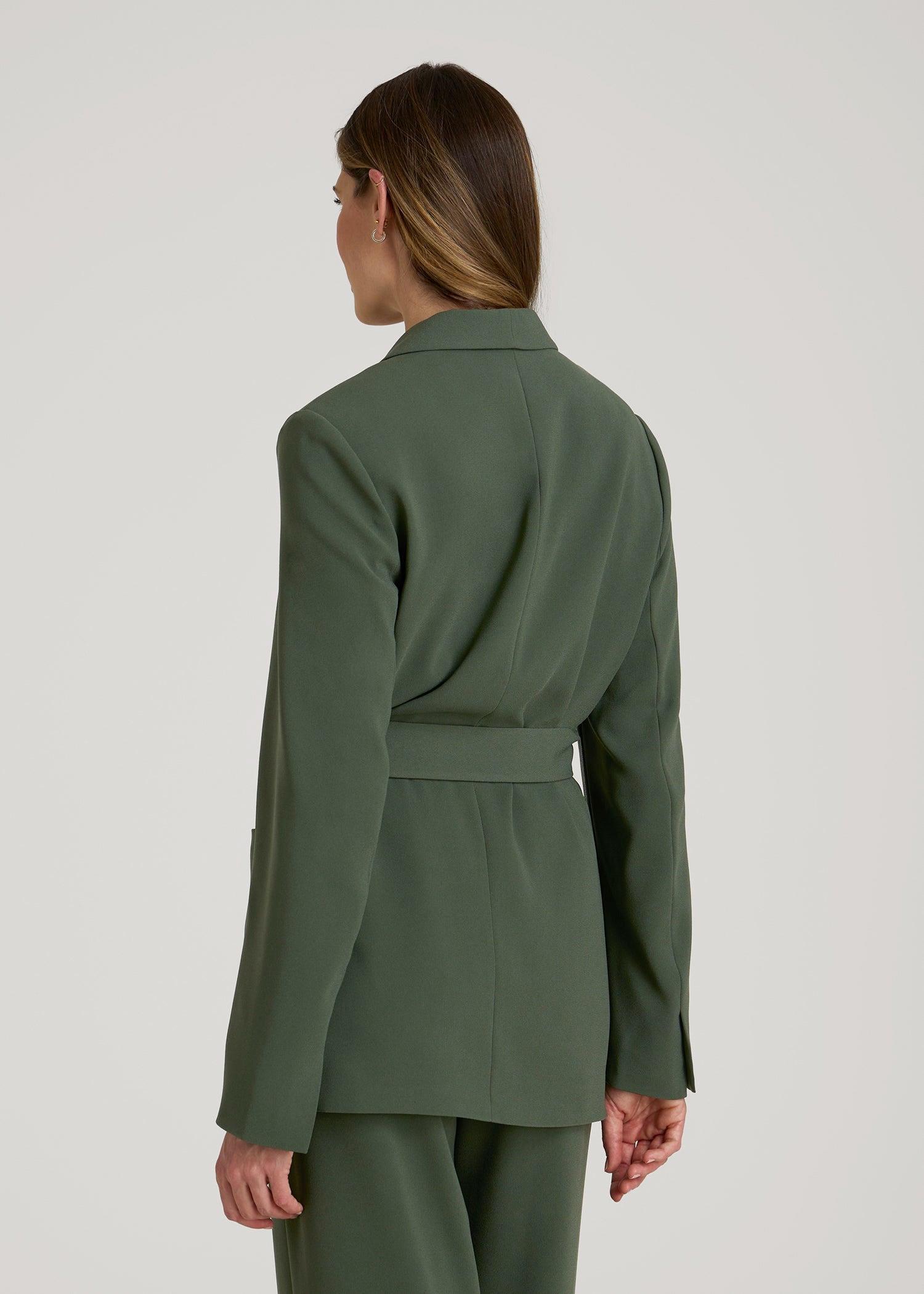 American Tall Discount | Crepe Wrap Blazer for Tall Women in Climbing Ivy