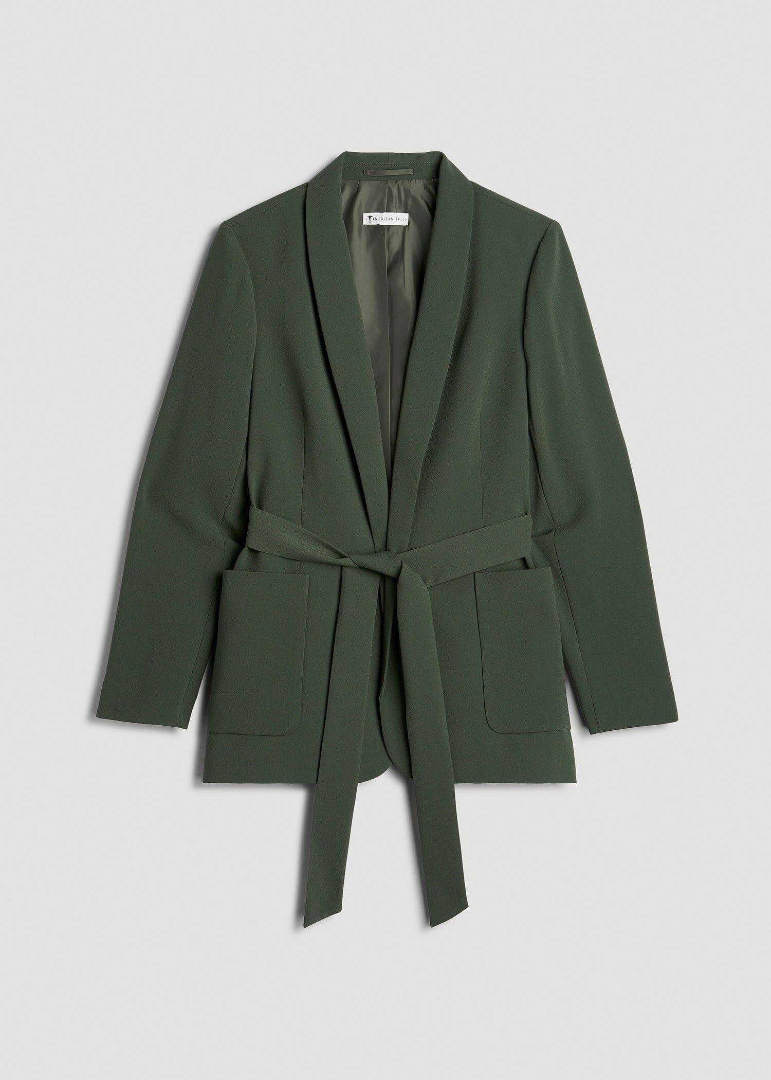 American Tall Discount | Crepe Wrap Blazer for Tall Women in Climbing Ivy