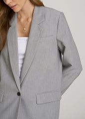American Tall Online | Boyfriend Fit Single-Button Blazer for Tall Women in Ash Grey Mix
