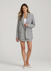 American Tall Online | Boyfriend Fit Single-Button Blazer for Tall Women in Ash Grey Mix