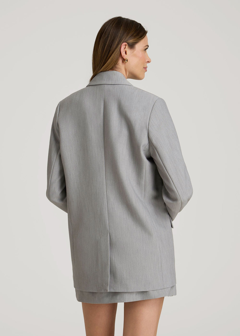 American Tall Online | Boyfriend Fit Single-Button Blazer for Tall Women in Ash Grey Mix