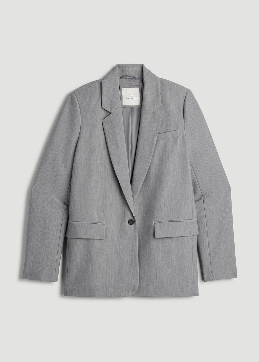 American Tall Online | Boyfriend Fit Single-Button Blazer for Tall Women in Ash Grey Mix