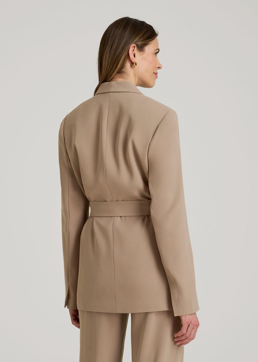 American Tall Outlet | Crepe Wrap Blazer for Tall Women in Dark Sand