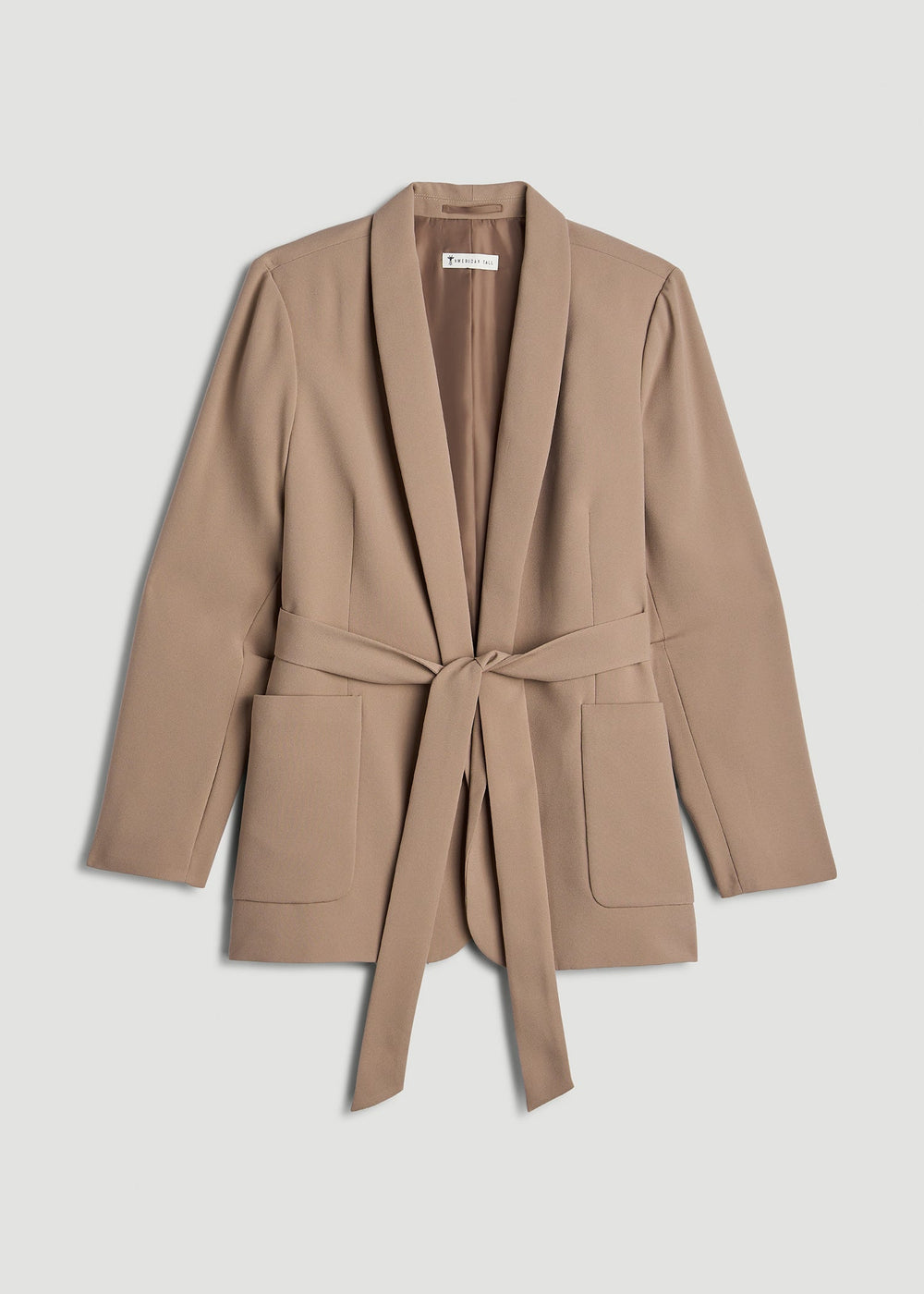 American Tall Outlet | Crepe Wrap Blazer for Tall Women in Dark Sand