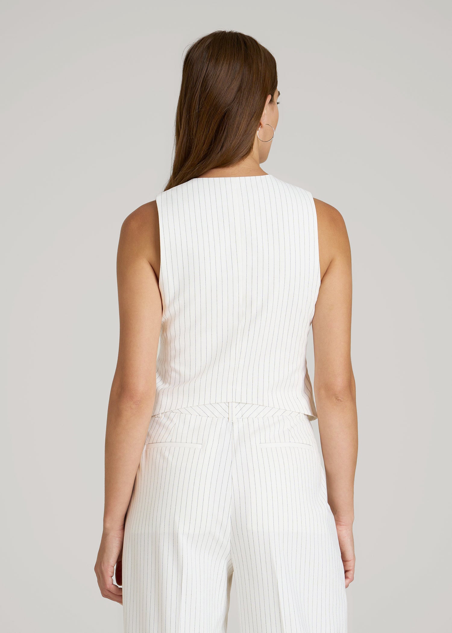American Tall For Sale | Tailored Vest for Tall Women in Off White Pinstripe