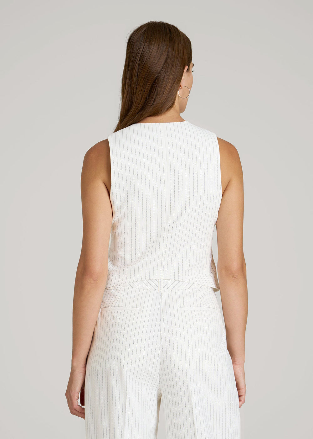 American Tall For Sale | Tailored Vest for Tall Women in Off White Pinstripe