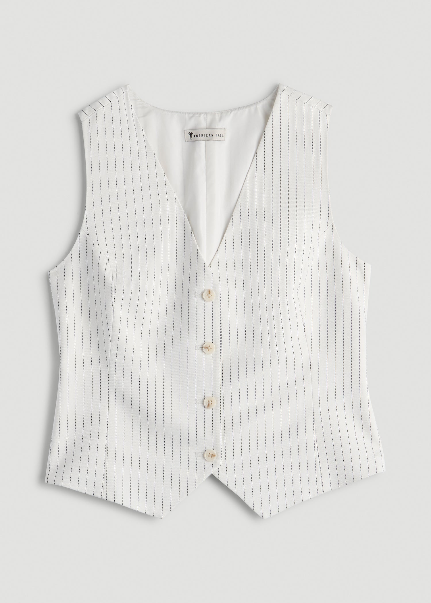 American Tall For Sale | Tailored Vest for Tall Women in Off White Pinstripe