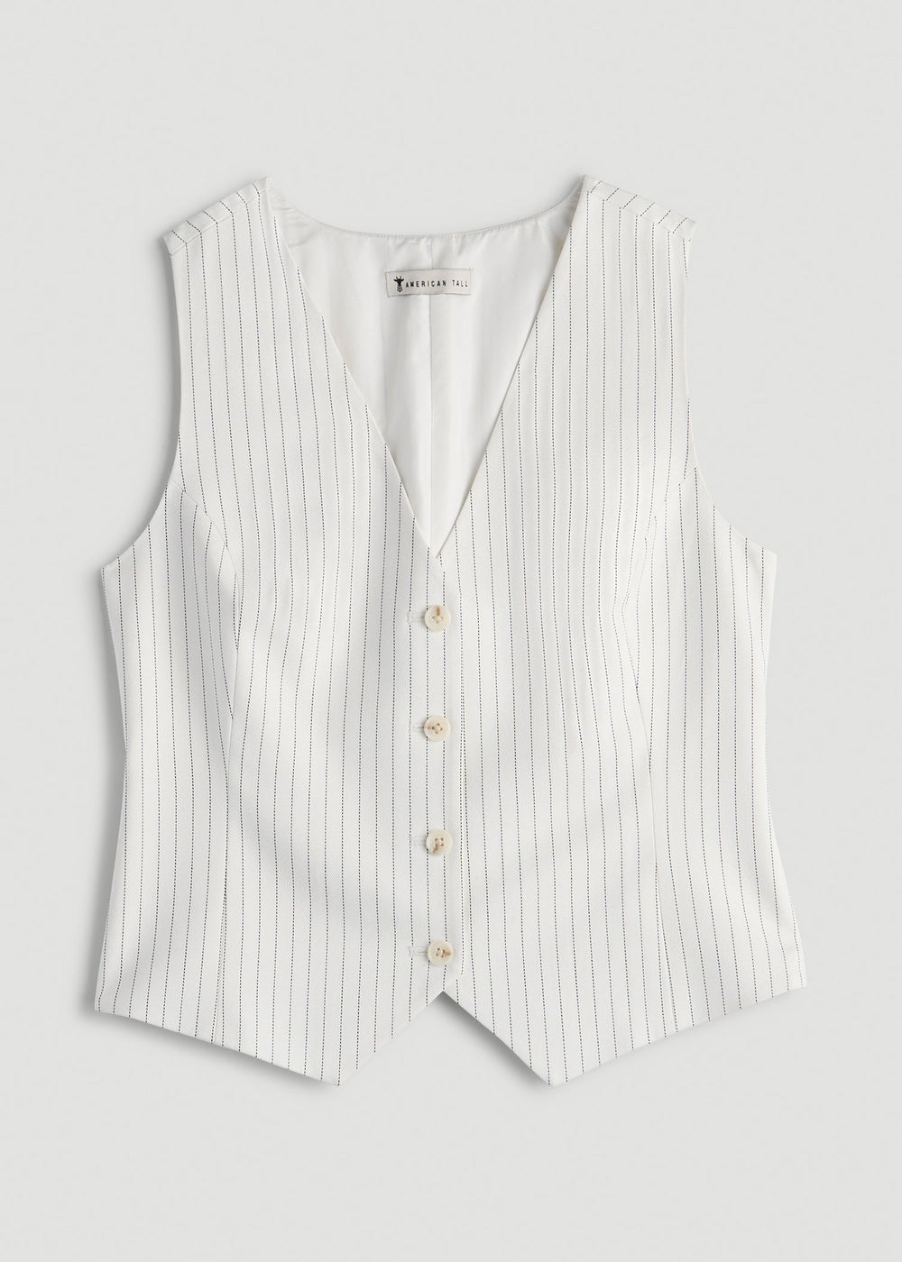 American Tall For Sale | Tailored Vest for Tall Women in Off White Pinstripe